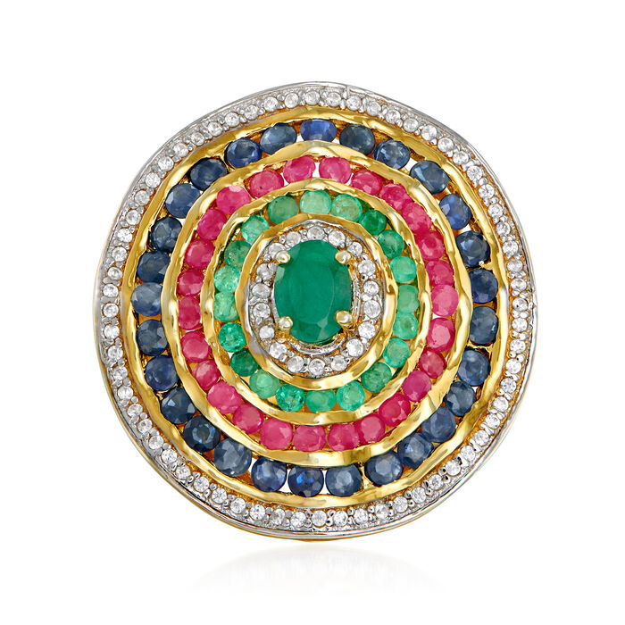 2.80 ct. t.w. Multi-Gemstone Circle Ring in 18kt Gold Over Sterling