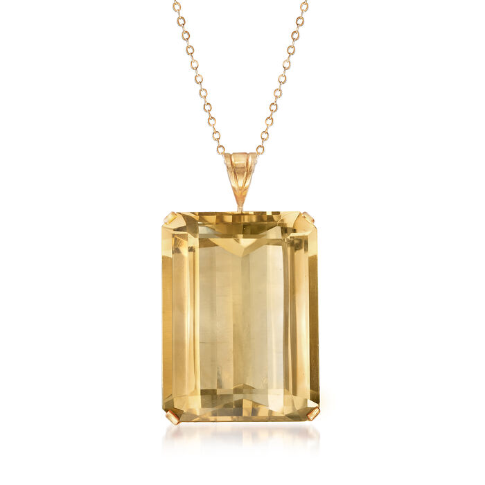C. 1950 Vintage 94.50 Carat Citrine Pendant Necklace in 18kt Yellow Gold