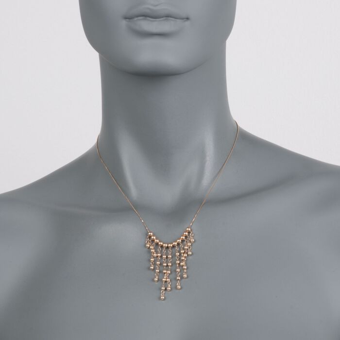 14kt Yellow Gold Bead Bib Necklace 17-inch