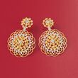 1.00 ct. t.w. Diamond Floral Double Drop Earrings in 14kt Yellow Gold