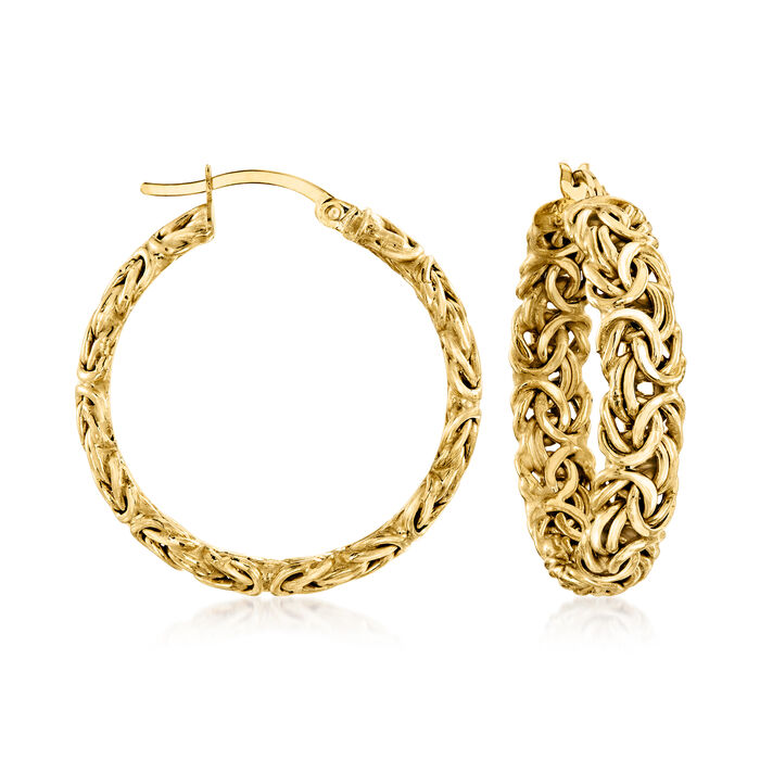 10kt Yellow Gold Byzantine Hoop Earrings