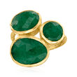 12.90 ct. t.w. Emerald Ring in 18kt Gold Over Sterling