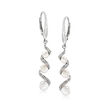 3.5-5mm Cultured Pearl and .10 ct. t.w. Diamond Drop Earrings in Sterling Silver