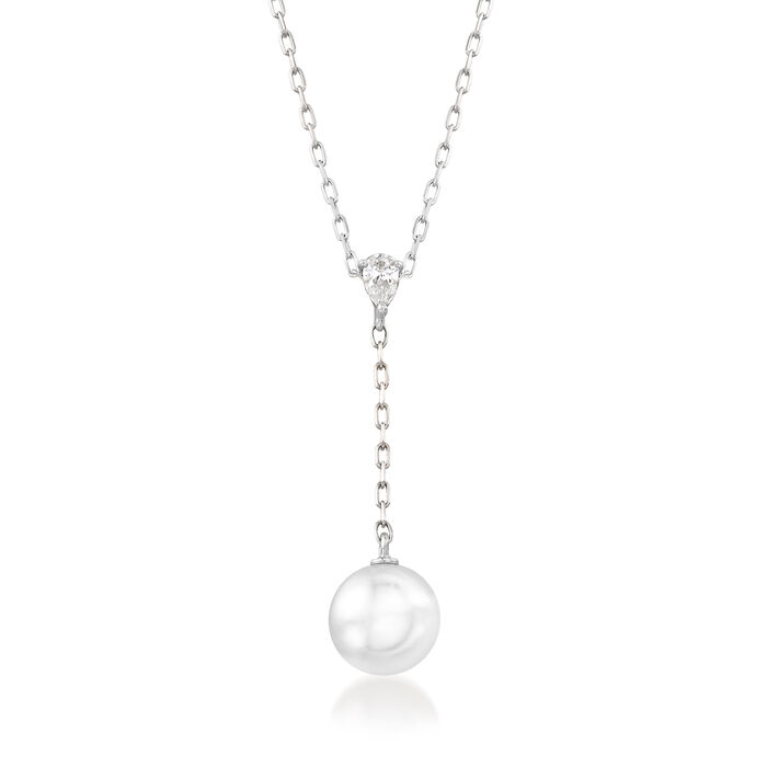 Mikimoto 7.5mm A+ Akoya Pearl Y-Necklace with Diamond Accent in 18kt White Gold