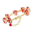 Italian Murano Glass Heart Bracelet with 18kt Gold Over Sterling