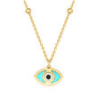 Italian 14kt Yellow Gold Evil Eye Necklace with Multicolored Enamel