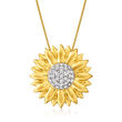 .70 ct. t.w. White Topaz Sunflower Pendant Necklace in 18kt Gold Over Sterling