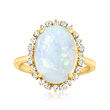 Opal and .30 ct. t.w. Diamond Ring in 14kt Yellow Gold