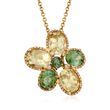 26.84 ct. t.w. Multi-Stone Floral Pin Pendant Necklace in 18kt Yellow Gold