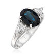 C. 1980 Vintage 2.12 Carat Sapphire and .50 ct. t.w. Diamond Ring in 18kt White Gold