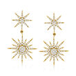 1.00 ct. t.w. Diamond Starburst Drop Earrings in 14kt Yellow Gold