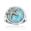 Larimar Starfish Ring in Sterling Silver