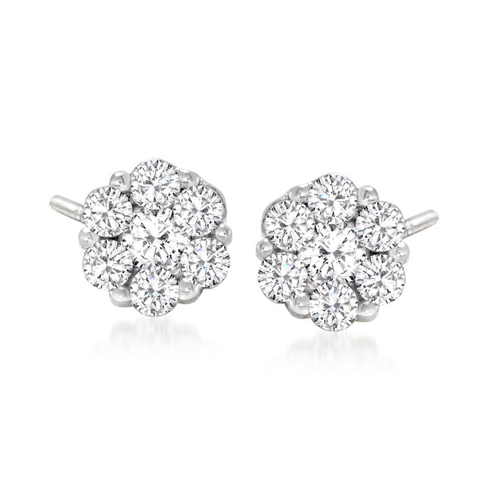.25 ct. t.w. Diamond Floral Stud Earrings in 14kt White Gold