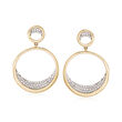 .37 ct. t.w. Pave Diamond Double Circle Drop Earrings in 14kt Yellow Gold