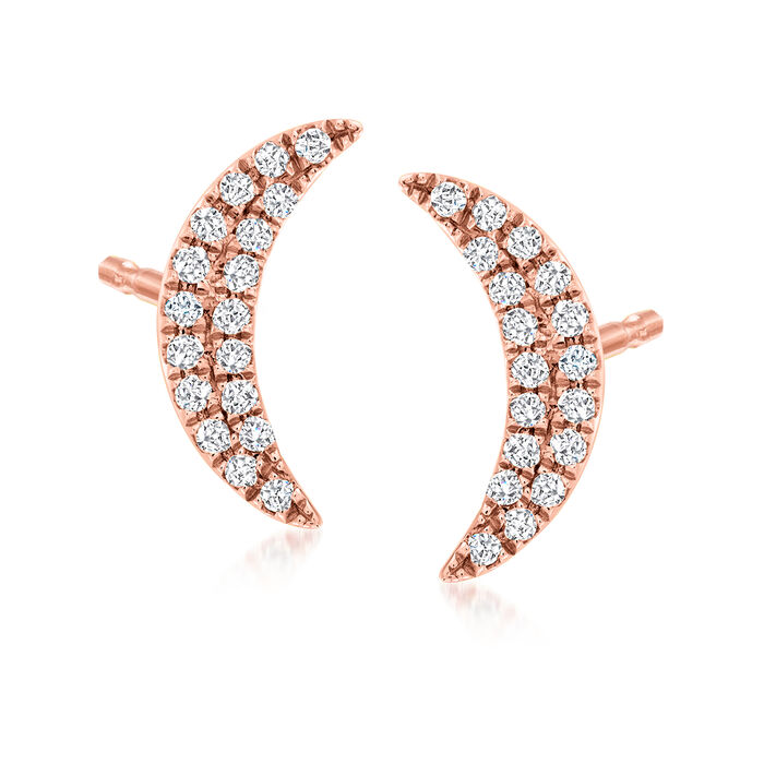 .10. ct. t.w. Diamond Moon Stud Earrings in 14kt Rose Gold