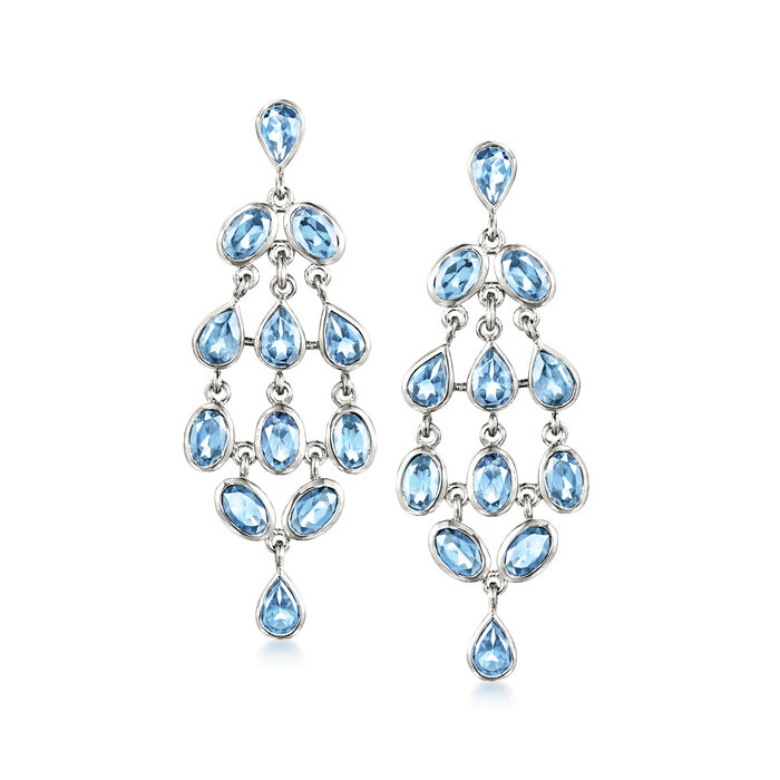12.35 ct. t.w. Swiss Blue Topaz Chandelier Earrings in Sterling Silver