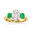 2.00 Carat Lab-Grown Diamond Ring with .50 ct. t.w. Emeralds in 14kt Yellow Gold
