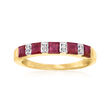 1.20 ct. t.w. Ruby Ring with Diamond Accents in 18kt Gold Over Sterling