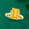 4.20 Carat Citrine and .10 ct. t.w. Diamond Ring in 18kt Gold Over Sterling