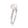 8mm Cultured Pearl and .25 ct. t.w. CZ Ring in Sterling Silver