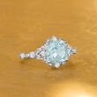 2.10 Carat Aquamarine and .40 ct. t.w. White Sapphire Ring with Diamond Accents in 14kt White Gold