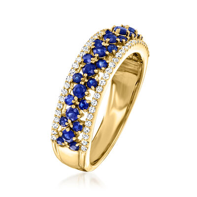 .70 ct. t.w. Sapphire and .25 ct. t.w. Diamond Ring in 18kt Yellow Gold