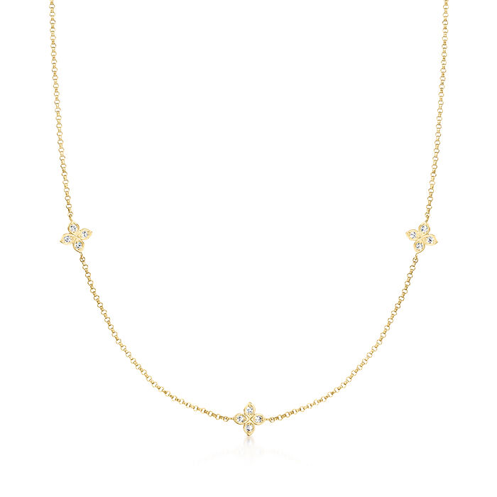 Roberto Coin &quot;Diamonds by the Inch&quot; .13 ct. t.w. Diamond Station Necklace in 18kt Yellow Gold