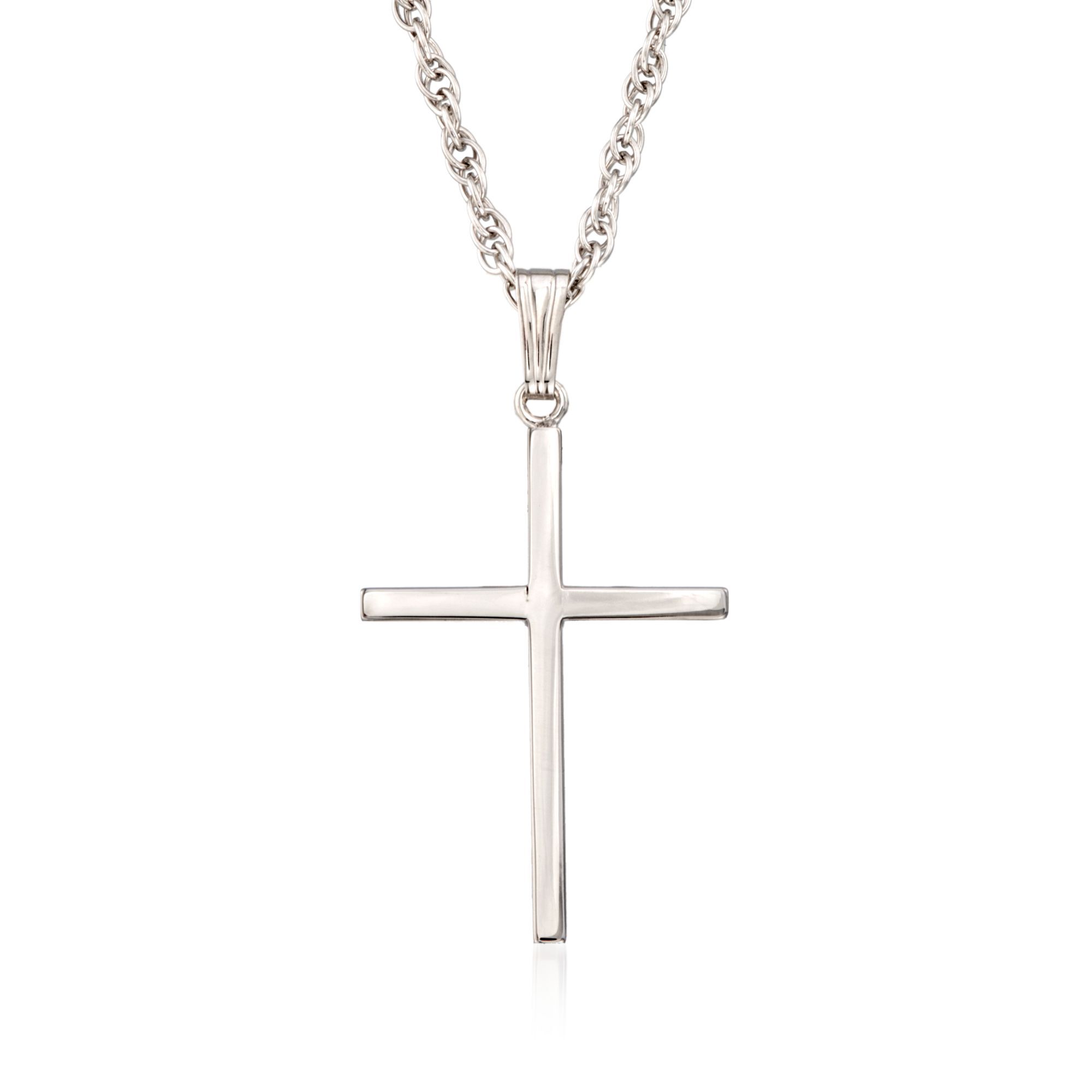 TEMPBEAU Christian Cross Pendant Mini Size Silver Retro Grey for Men and Women with 51cm Chain Jewelry Gift Unisex Cross Necklace Stainless Steel