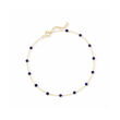 3-4mm Lapis Bead Station Anklet in 10kt Yellow Gold