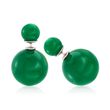 Green Simulated Chalcedony Front-Back Earrings in Sterling Silver