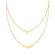 Italian 14kt Yellow Gold Moon and Star Layered Necklace