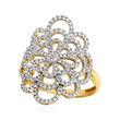 .35 ct. t.w. Diamond Open-Space Floral Ring in 14kt Yellow Gold
