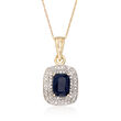 1.90 Carat Sapphire and .31 ct. t.w. Diamond Pendant Necklace in 14kt Yellow Gold