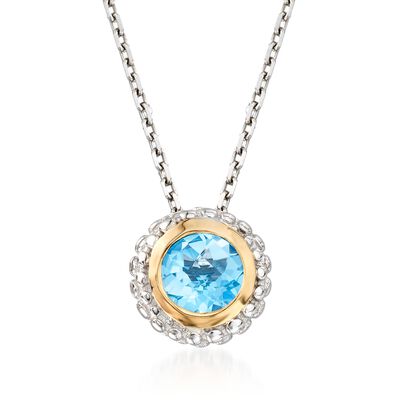 13.00 Carat London Blue Topaz Pendant Necklace with Diamond Accents in ...