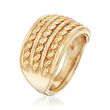 14kt Yellow Gold Roped Three-Row Ring