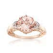3.40 Carat Morganite Ring with Diamond Accents in 14kt Two-Tone Gold