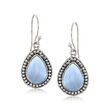 Blue Opal Drop Earrings in Sterling Silver
