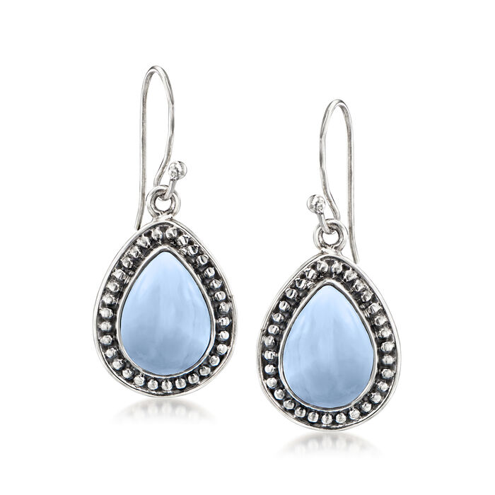 Blue Opal Drop Earrings in Sterling Silver