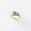 .20 ct. t.w. Ruby and .16 ct. t.w. Sapphire American Flag Ring with Diamond Accents in 18kt Gold Over Sterling