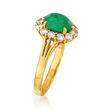 C. 1970 Vintage 1.35 Carat Emerald and .75 ct. t.w. Diamond Ring in 18kt Yellow Gold