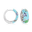 .10 ct. t.w. White Topaz and Multicolored Enamel Turtle Hoop Earrings in Sterling Silver