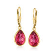 7.25 ct. t.w. Pink Topaz Drop Earrings in 18kt Gold Over Sterling