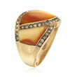 C. 1990 Vintage .65 ct. t.w. Diamond and Mother-Of-Pearl Ring in 14kt Yellow Gold