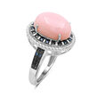 Pink Opal Ring with Blue Diamond Accents in Sterling Silver