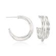Zina Sterling Silver &quot;Wired&quot; Crisscross Hoop Earrings