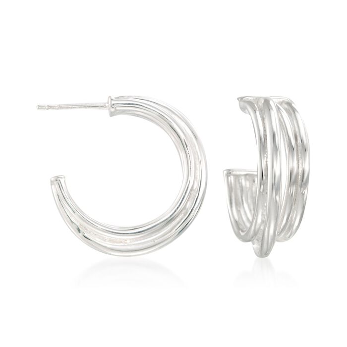Zina Sterling Silver &quot;Wired&quot; Crisscross Hoop Earrings