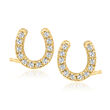 .10 ct. t.w. Diamond Horseshoe Stud Earrings in 18kt Gold Over Sterling