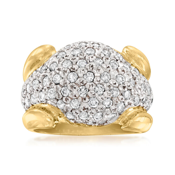 C. 1980 Vintage 1.85 ct. t.w. Diamond Dome Ring in 18kt Two-Tone Gold