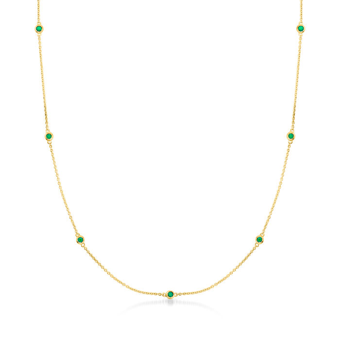 .20 ct. t.w. Emerald Station Necklace in 14kt Yellow Gold