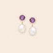 10-11mm Cultured Pearl and 4.00 ct. t.w. Amethyst Drop Earrings in 14kt Yellow Gold